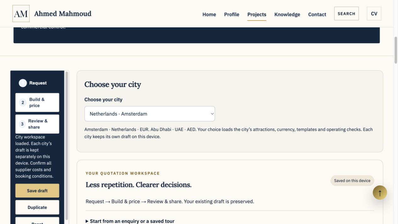 InfraQuote interface